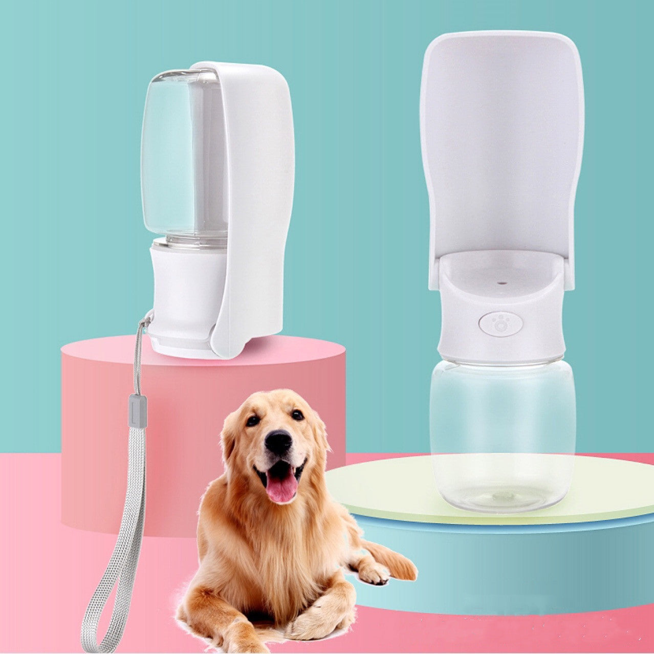 Portable Dog Water Bottle with Foldable Bowl