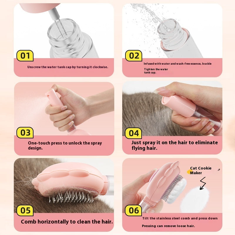 2-in-1 Self-Cleaning Pet Grooming Brush with Spray