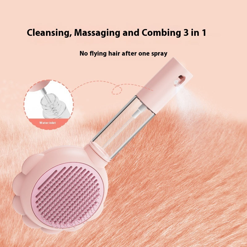 2-in-1 Self-Cleaning Pet Grooming Brush with Spray