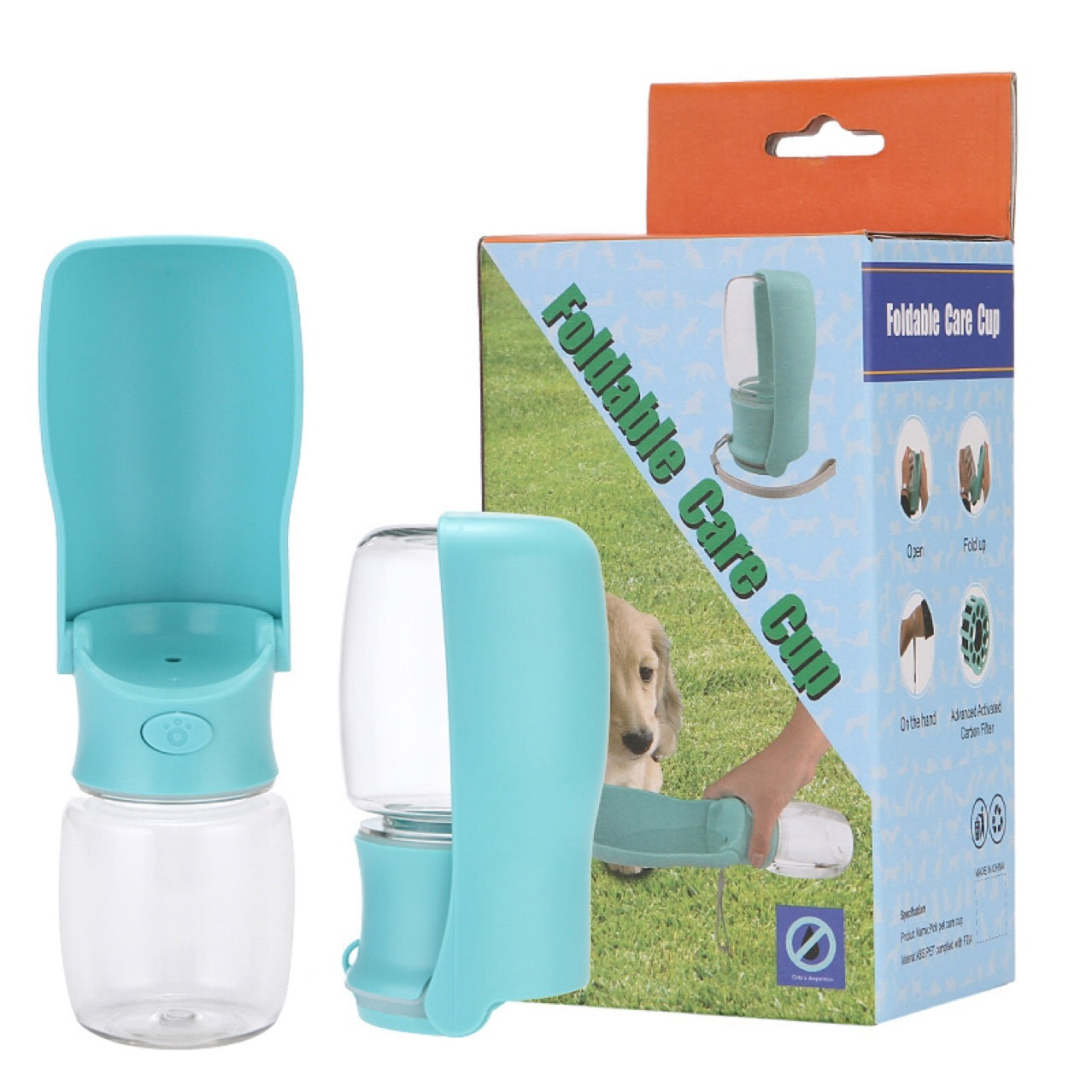Portable Dog Water Bottle with Foldable Bowl