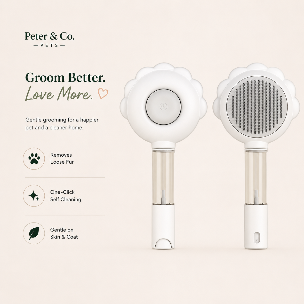 Peter & Co. Self-Cleaning™ Pet Brush
