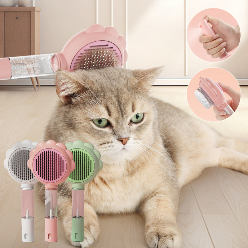 2-in-1 Self-Cleaning Pet Grooming Brush with Spray